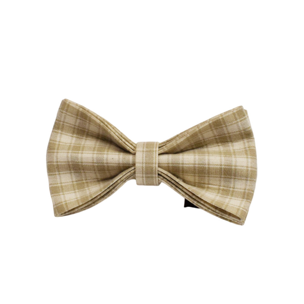 Collar y correa para perro de cuadros beige y blancos