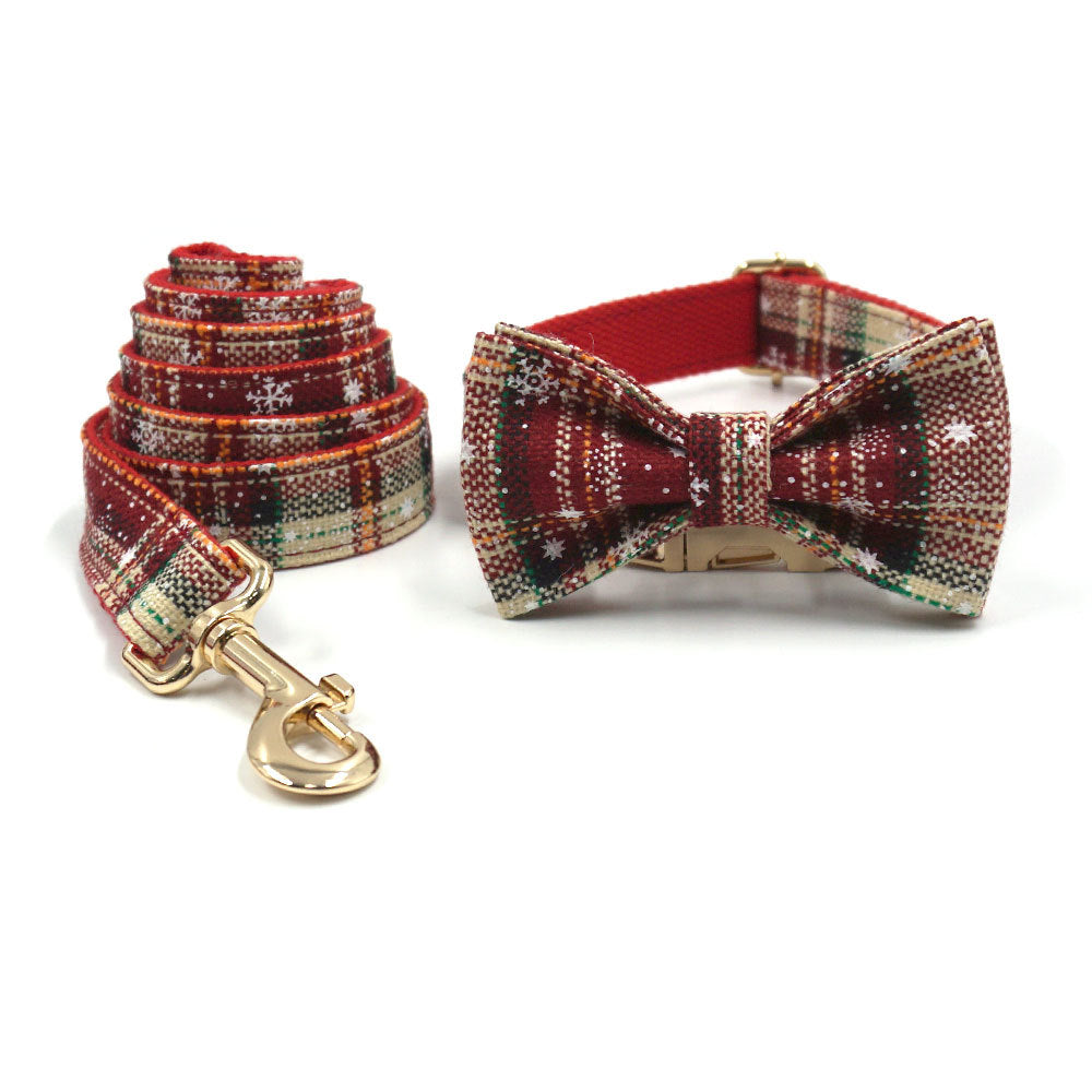 Collar y correa para perro con pajarita festiva